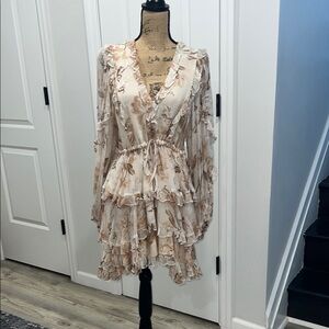 Shona Joy Cream Long Sleeve Wrap Sundress